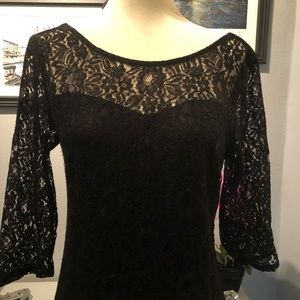 Black Lace 3/4 Sleeve Dress
